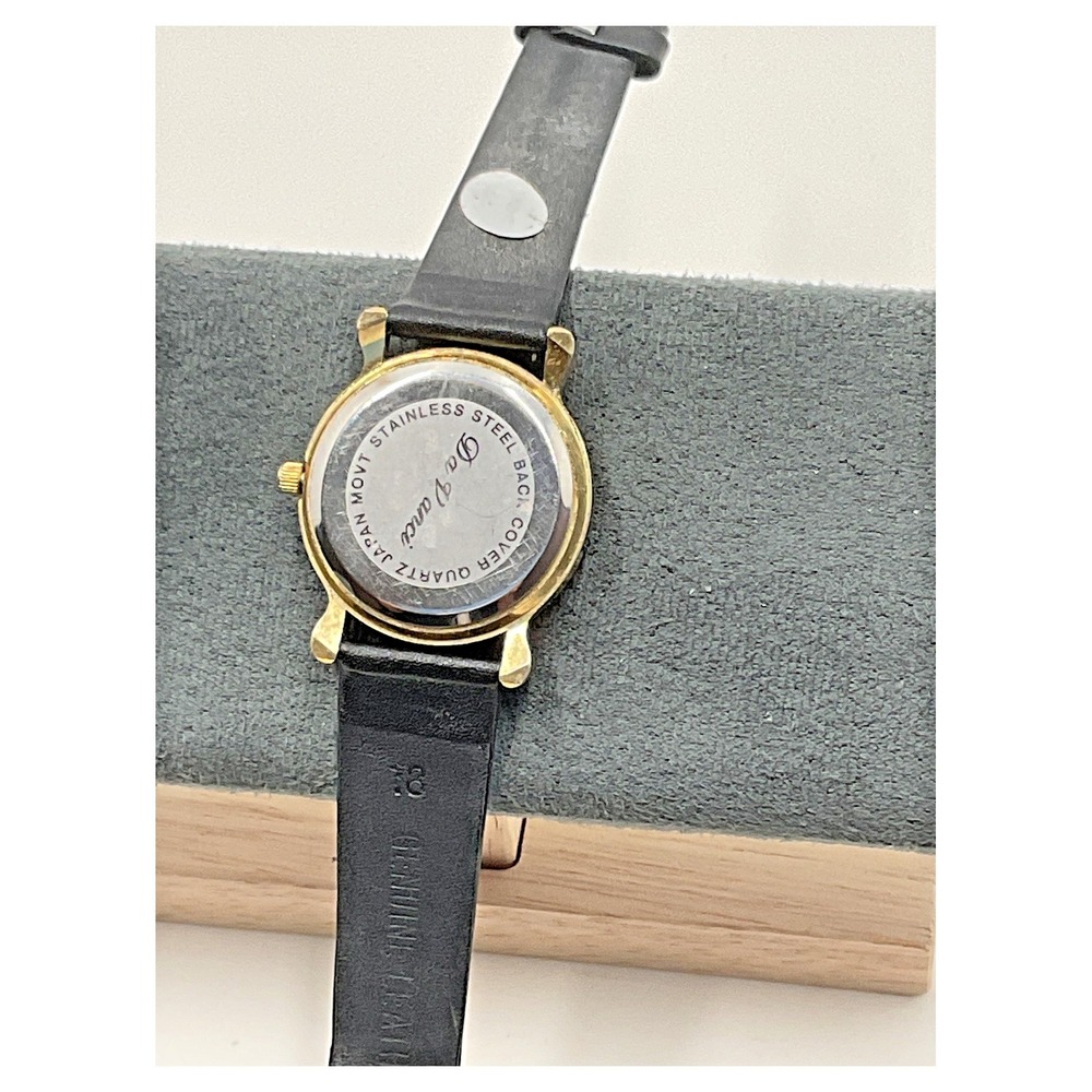 Da‎ Vinci Women's Wristwatch Black Leather Gold Tone Quartz - Picture 3 of 5